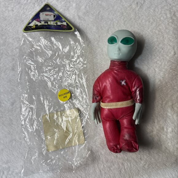 Gemmy Glow In The Dark Talking Alien & Bag 1996 KB Toys Tag Needs Battery - Picture 1 of 3